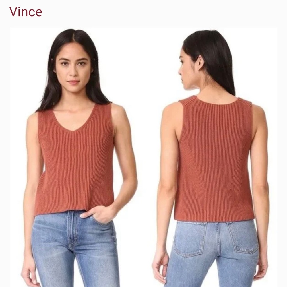Vince Terra Cotta cotton Ribbed Sweater Tank XS